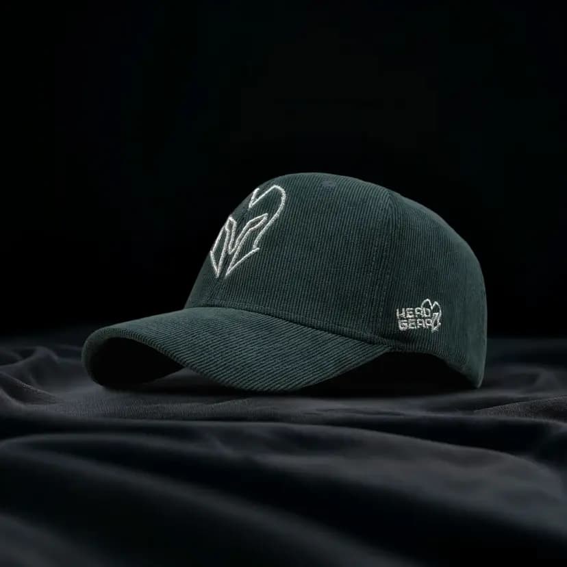 HEAD GEAR SILVER GREEN SUEDE CORD LIMITED EDITION CAP